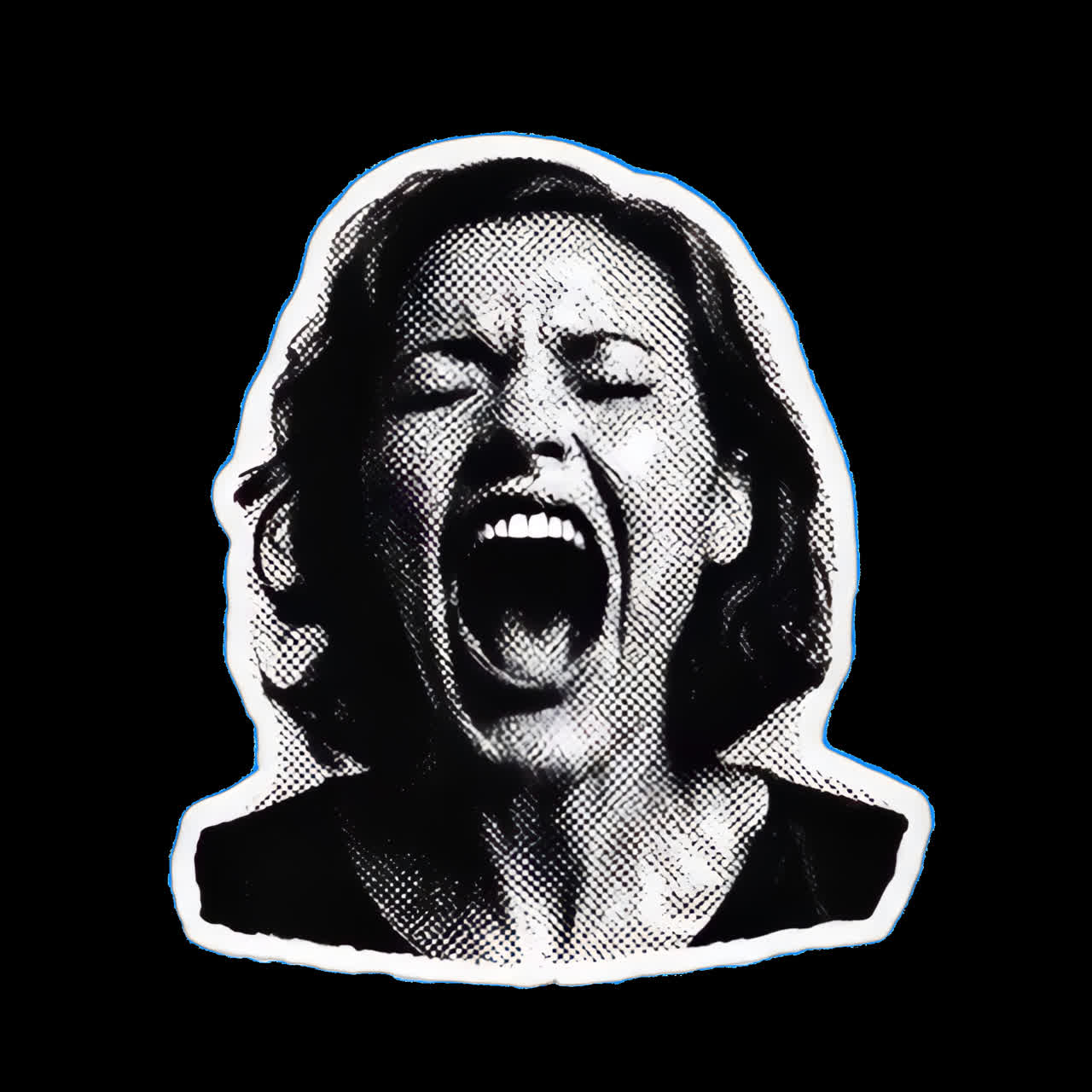 Expressive monochrome artistic portrait animation isolated asset, transparent 4K video, alpha