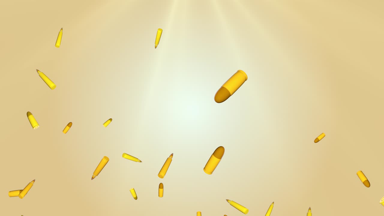 Flight of bullet on screen bullets falling down with matte background war concept professional