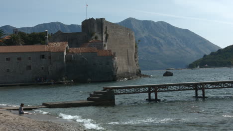 budva old town, montenegro, coastal view from the beach