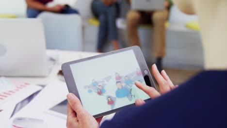 executive touching business connecting icons on digital tablet 4k