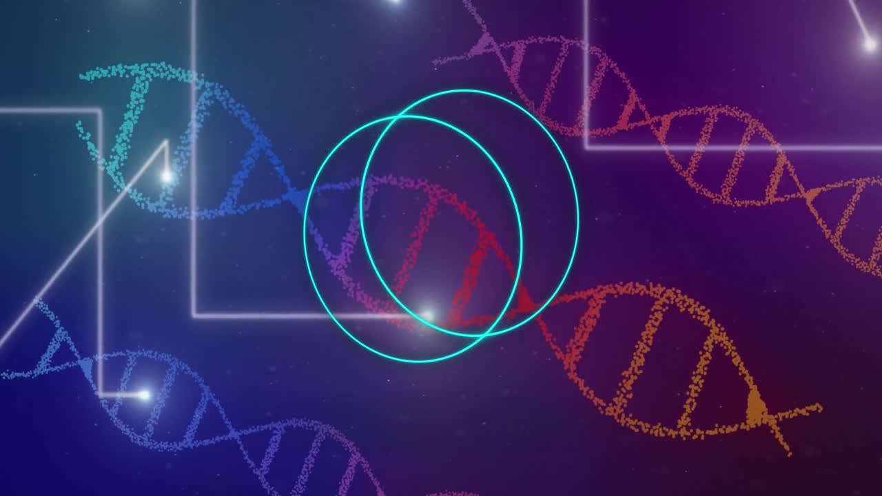 animación de círculos sobre cadenas de adn