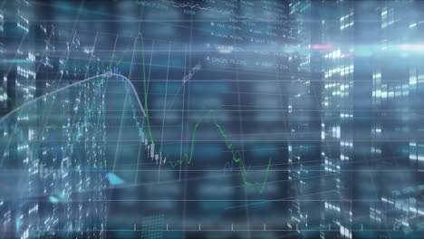 animation of financial data processing with numbers over grid