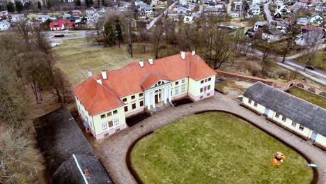 aerial view of durbe manor neoclassical manor house located in tukums, in the historical region of zemgale, in latvia