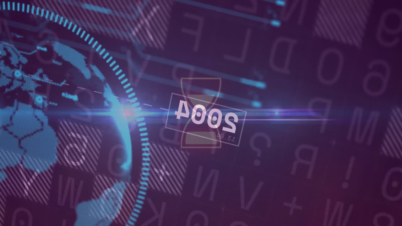 Animation of digital globe with binary code representing futuristic technology