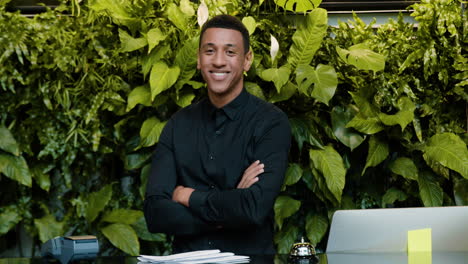 african american receptionist in a hotel