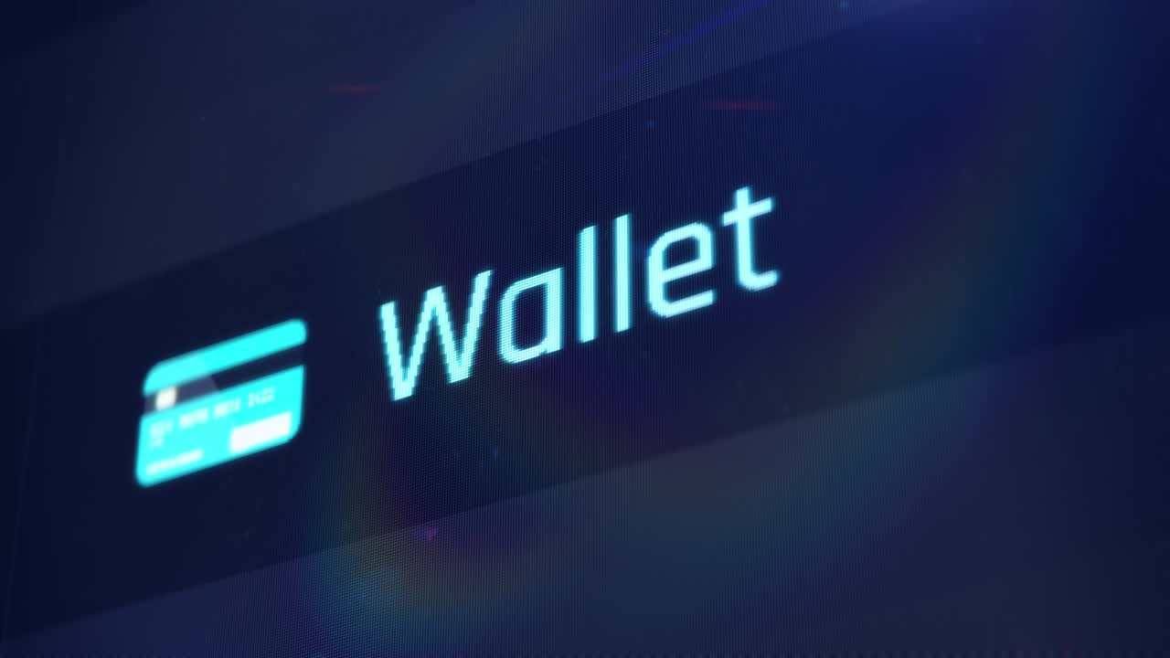 Cursor clicking on wallet button, accessing bank account online, mobile banking