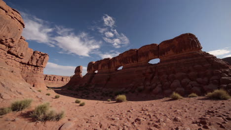 stunning red rock formations and natural arches in a desert landscape