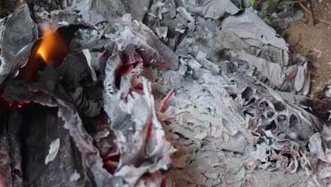 secuencia de papel de joss quemándose hasta las cenizas