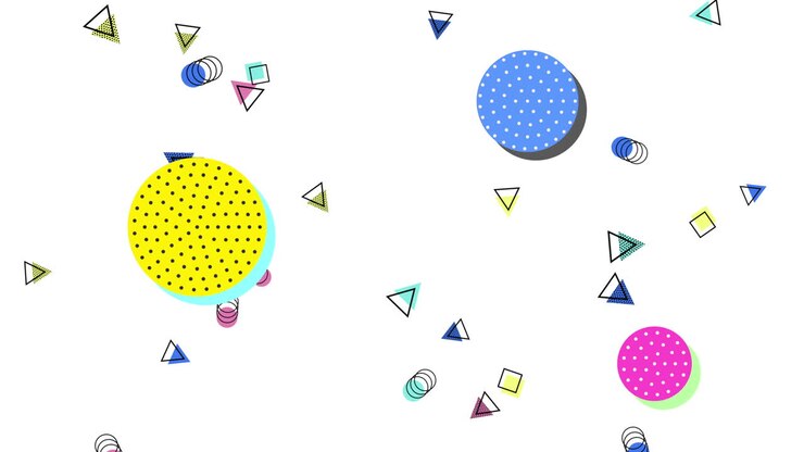 Motion abstract geometric shapes dots and triangles