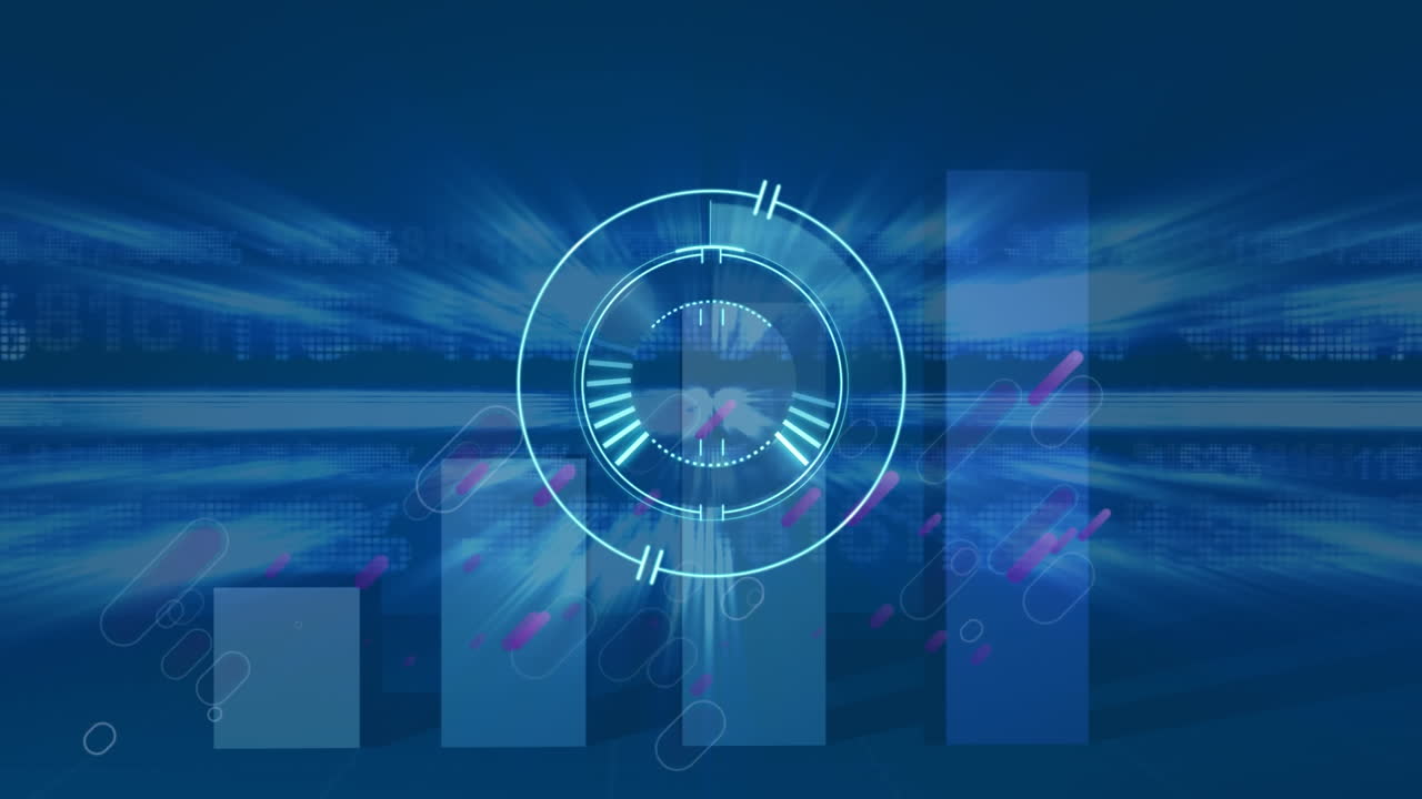 animación de escaneo de alcance sobre gráfico y líneas púrpuras