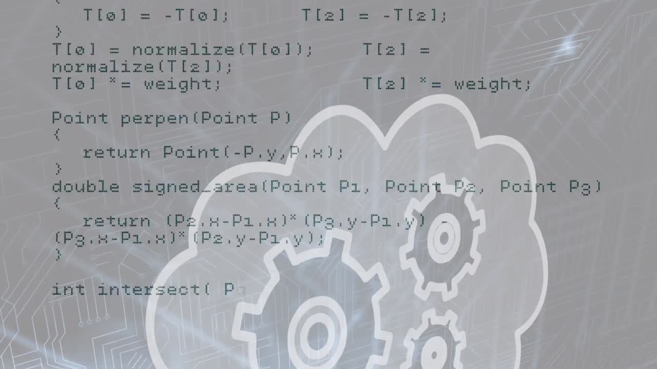 animación de la nube con engranajes y procesamiento de datos