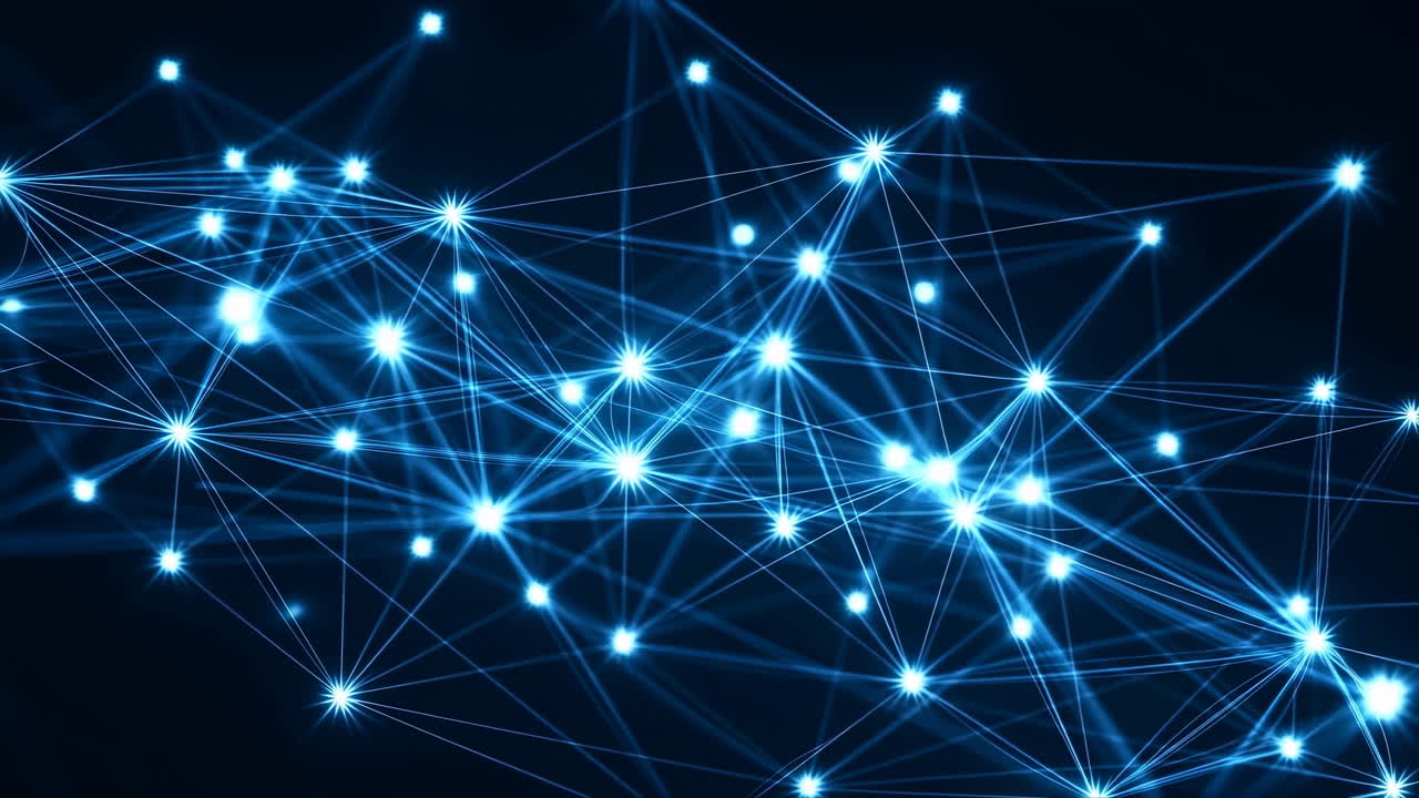 Abstract Blue Glowing Network Connections Moving