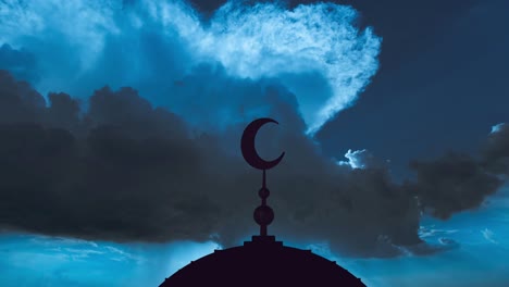 el símbolo del islam en un fondo de corriente de nube azul. lapso de tiempo