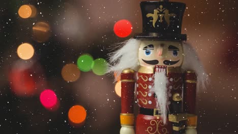 Falling-snow-with-nutcracker-Christmas-decoration