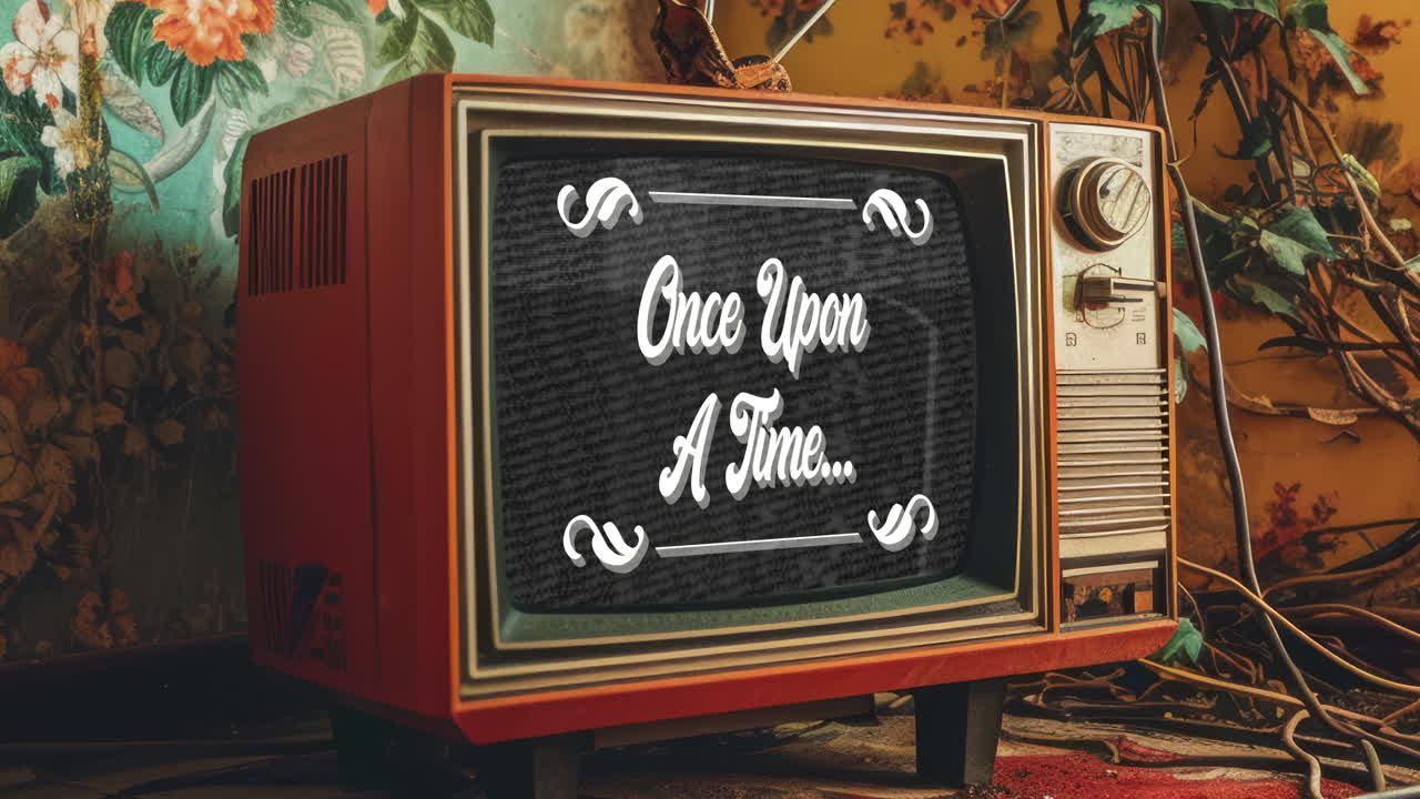 오버레이드 필름 글리치 텍스처를 가진 레트로 텔레비전 세트