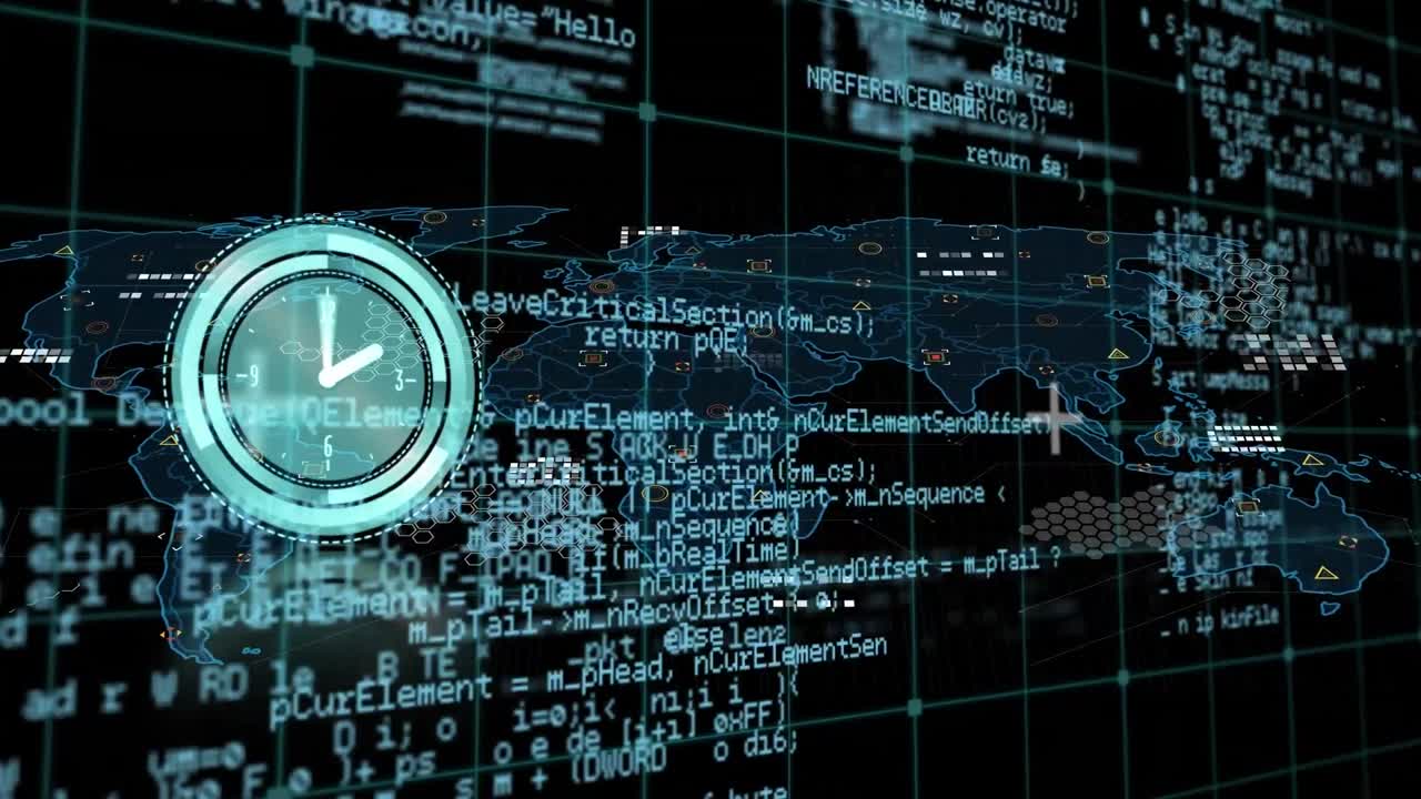 Animation of clock ticking over data processing