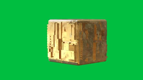 golden cube on green screen