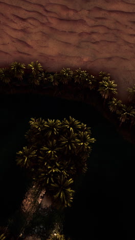 aerial view of an oasis in the desert