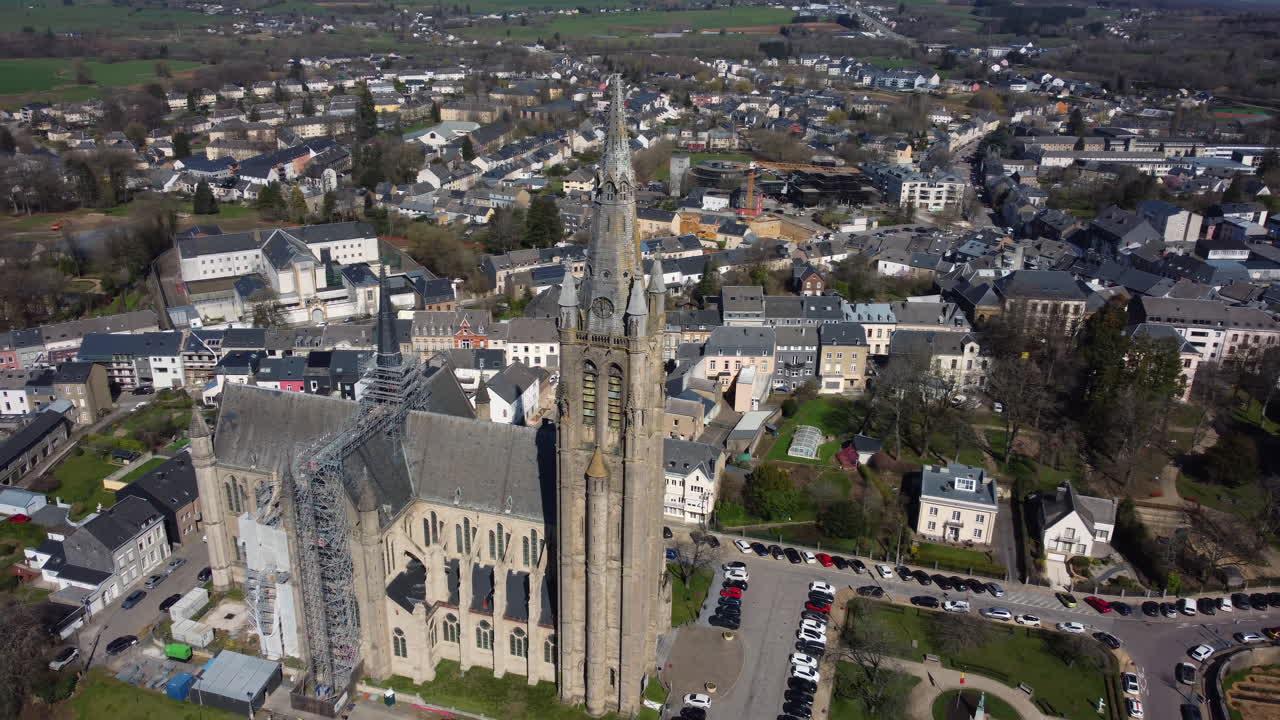 Aerial View of a Belgian Town with a Notable Church