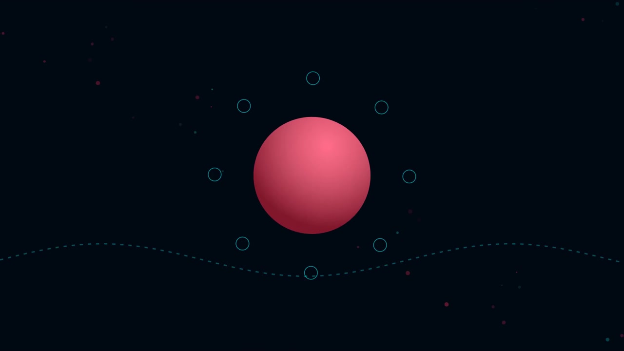 Abstract Motion Graphic of a Pink Sphere with Orbiting Circles