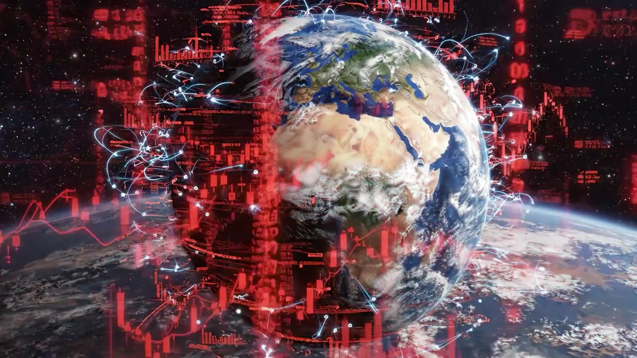 Uma Jornada Cativante Através de uma Terra Digitalmente Aprimorada, Apresentando Visualizações Dinâmicas de Dados e Financeiras em um Cenário Cósmico