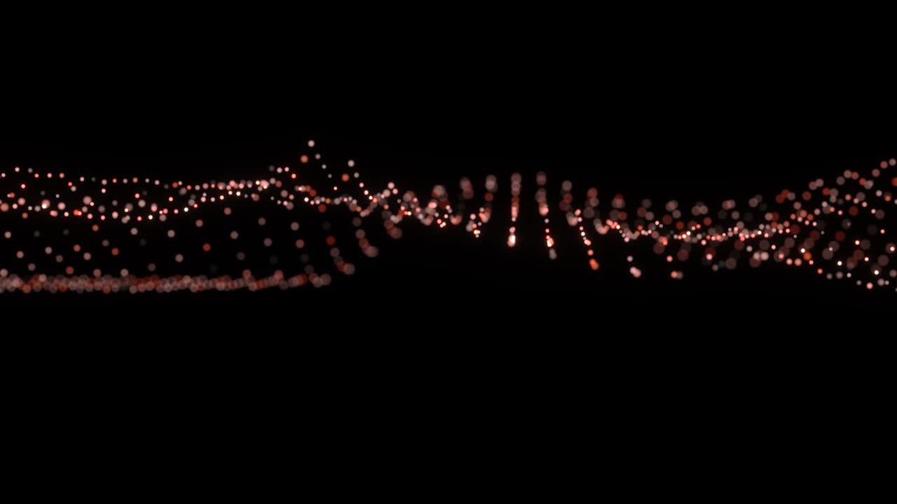 Abstract digital red particle wave. Seamless loop 4k animation