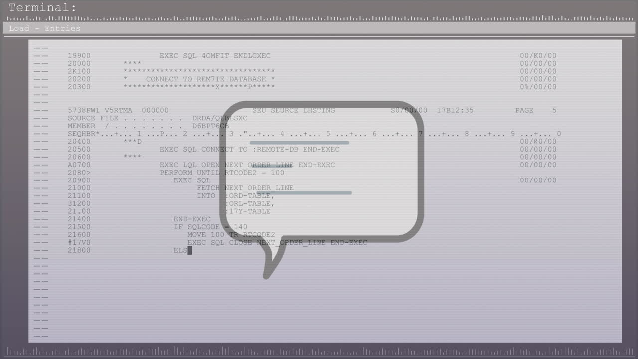 animación del procesamiento de datos financieros sobre burbuja de habla sobre pantalla de computadora