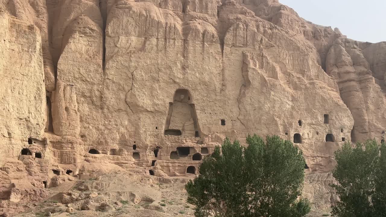Destroyed Buddha Statue in Bamyan Valley, Afghanistan. Ancient Buddhist Shrine on Silk Road