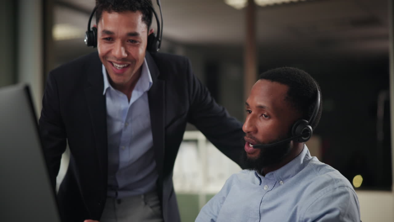 Man with Headset in Office Setting