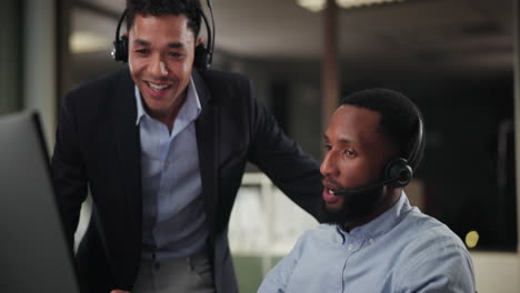 man with headset in office setting