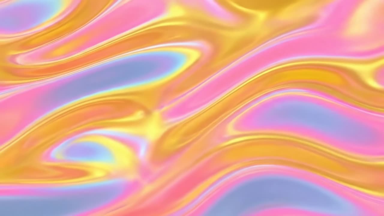 Abstrakt video af bølgende pink og guld iriserende mønster, ovenfra-vinkel, flydende stil