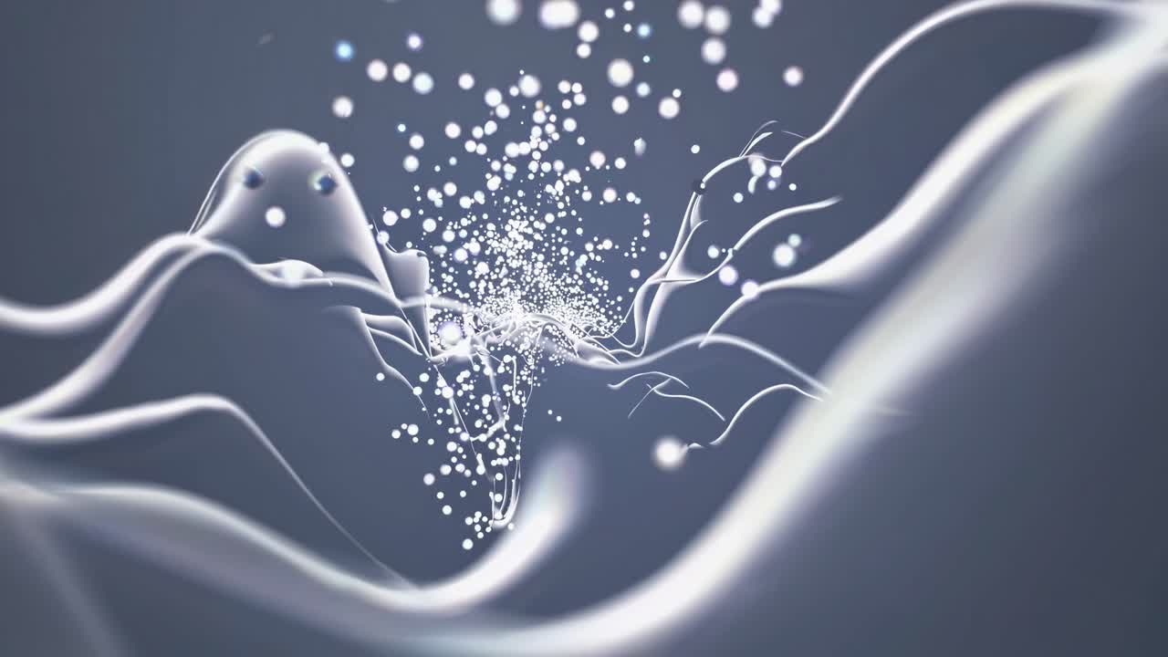 Abstract video of flowing white lines on a blue background, captured from a low angle