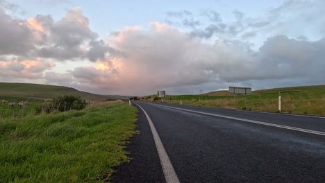 a serene drive through lush green landscapes
