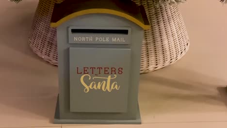 closeup gray post box for letters to lapland to santa claus