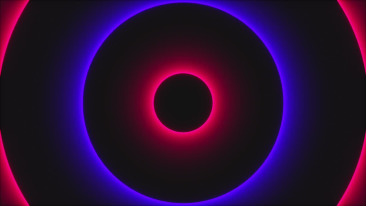 círculos de neón abstractos, generados por computadora. representación en 3d de un fondo brillante futurista