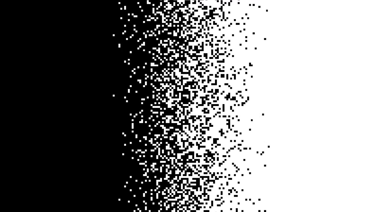 Effetto di transizione digitale a pixel che passa dal nero al bianco