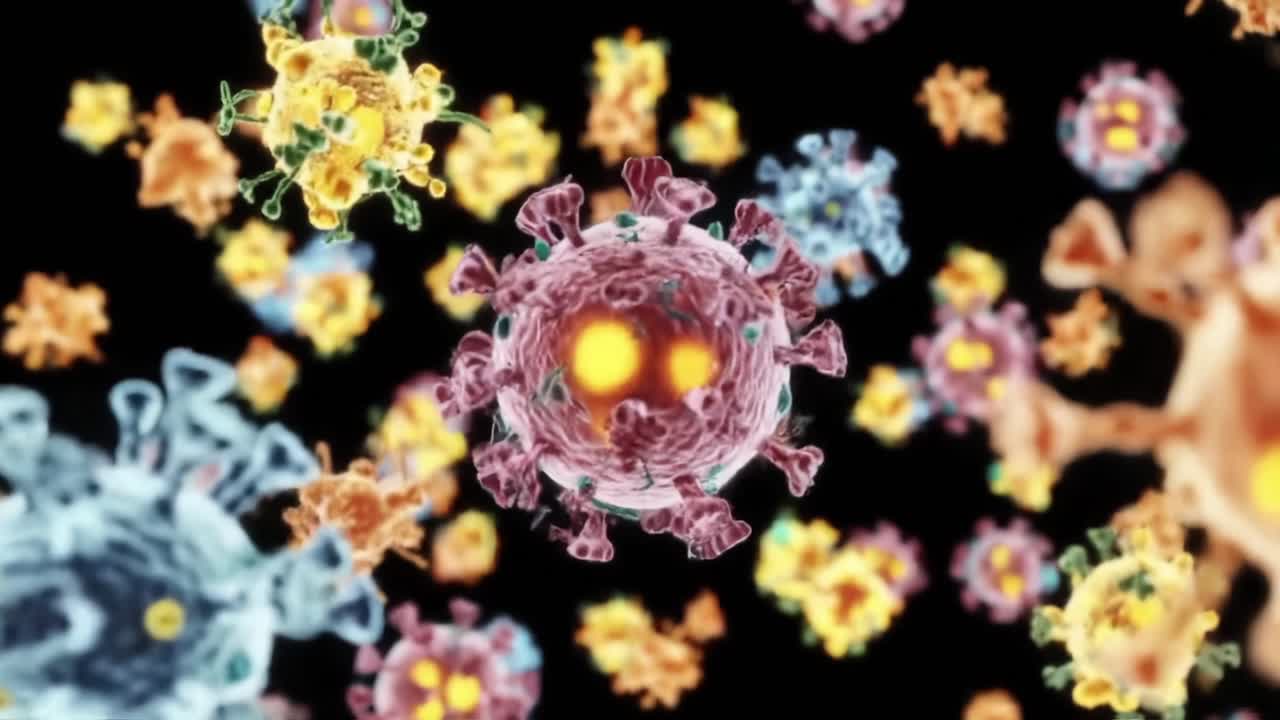 Dynamic Visualization of Viral Particles: Exploring the Intricate Structural Features and Colors of Viruses in a Microscopic Universe