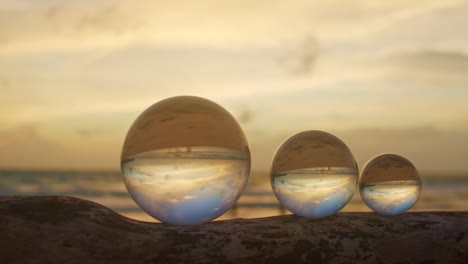 magic beautiful sky view of sunset in crystal balls.