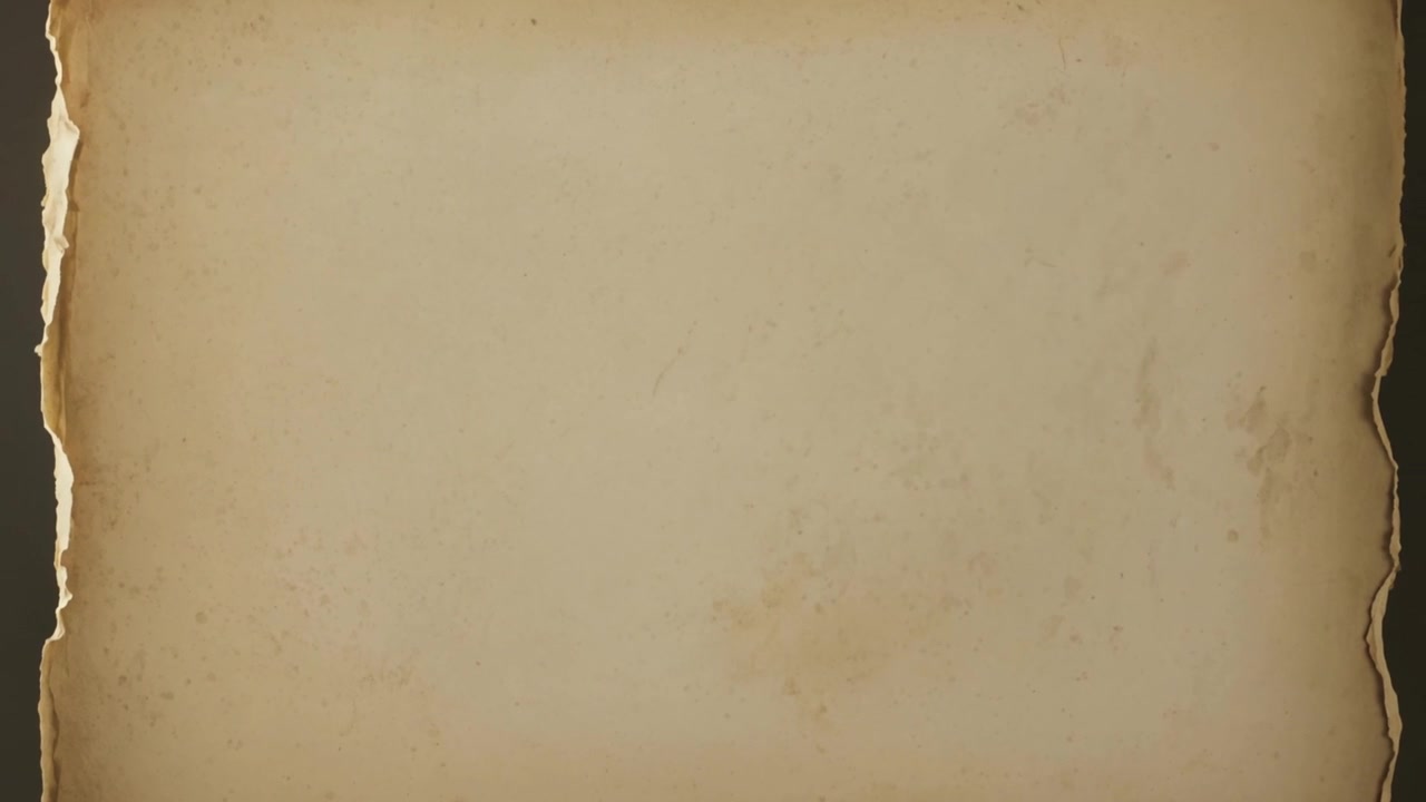 Showing aged parchment sheet with torn edges shifting tones on studio backdrop, developing vignette