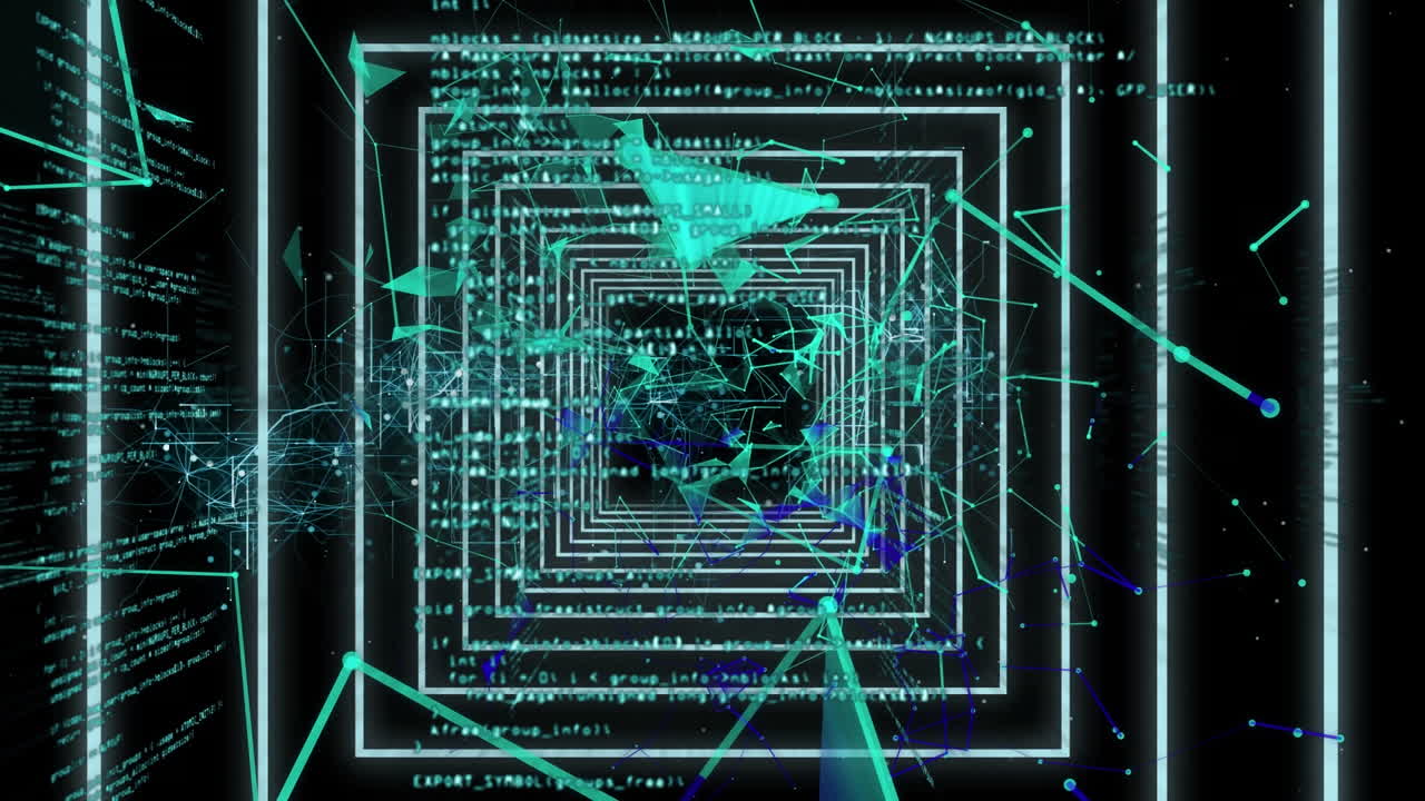 animación del procesamiento de datos diversos en el túnel digital