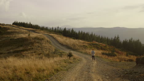 atleta activo corriendo en el paisaje montañoso. joven corriendo por la carretera