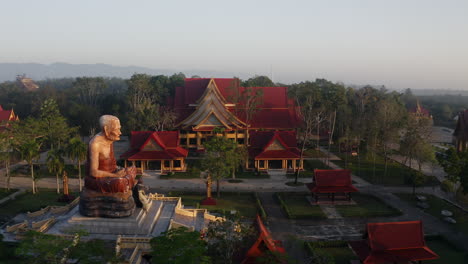 aerial view of a buddhist temple complex