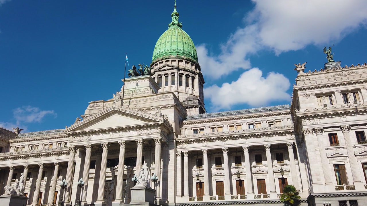 Establishing of Majestic National Congress in Buenos Aires Argentina daylight, historic exterior building and skyline