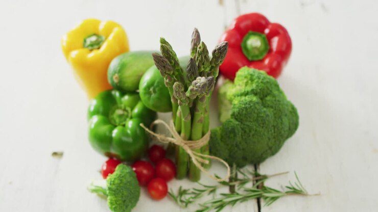 Video of fresh vegetables on white background