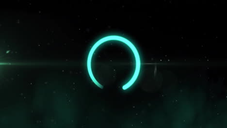 animación de un círculo de neón verde y procesamiento de datos sobre un fondo oscuro