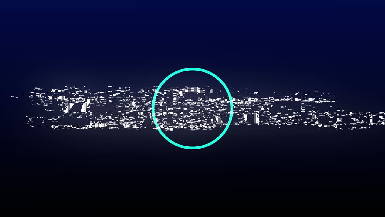 animación de la nueva colección en texto blanco distorsionando sobre anillos azules y puntos en fondo negro