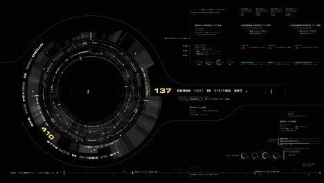futuristic motion graphic user interface head up display screen template, digital data telemetry information display with alpha channel for graphic overlay