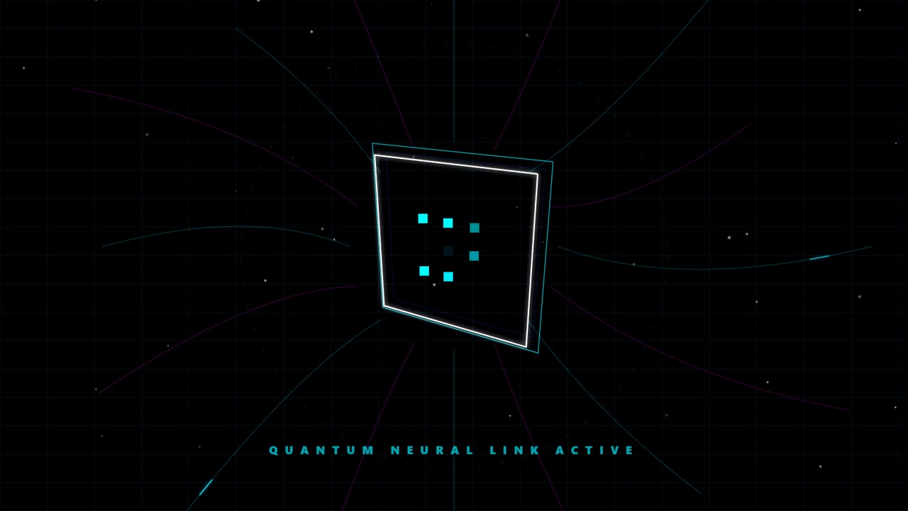 Abstract Digital Quantum Neural Link Interface Animation