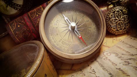 viajes y aventuras de estilo vintage. vintage vieja brújula y otros artículos vintage en la mesa.