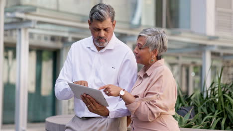 Tablet,-outdoor-and-happy-people